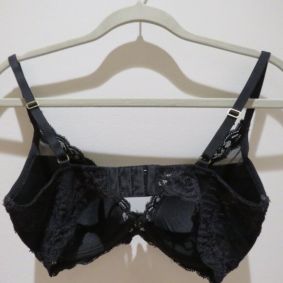 NATORI Feathers Plunge Lace T Shirt Bra in Black Mesh - Size 34D - Picture 7 of 11